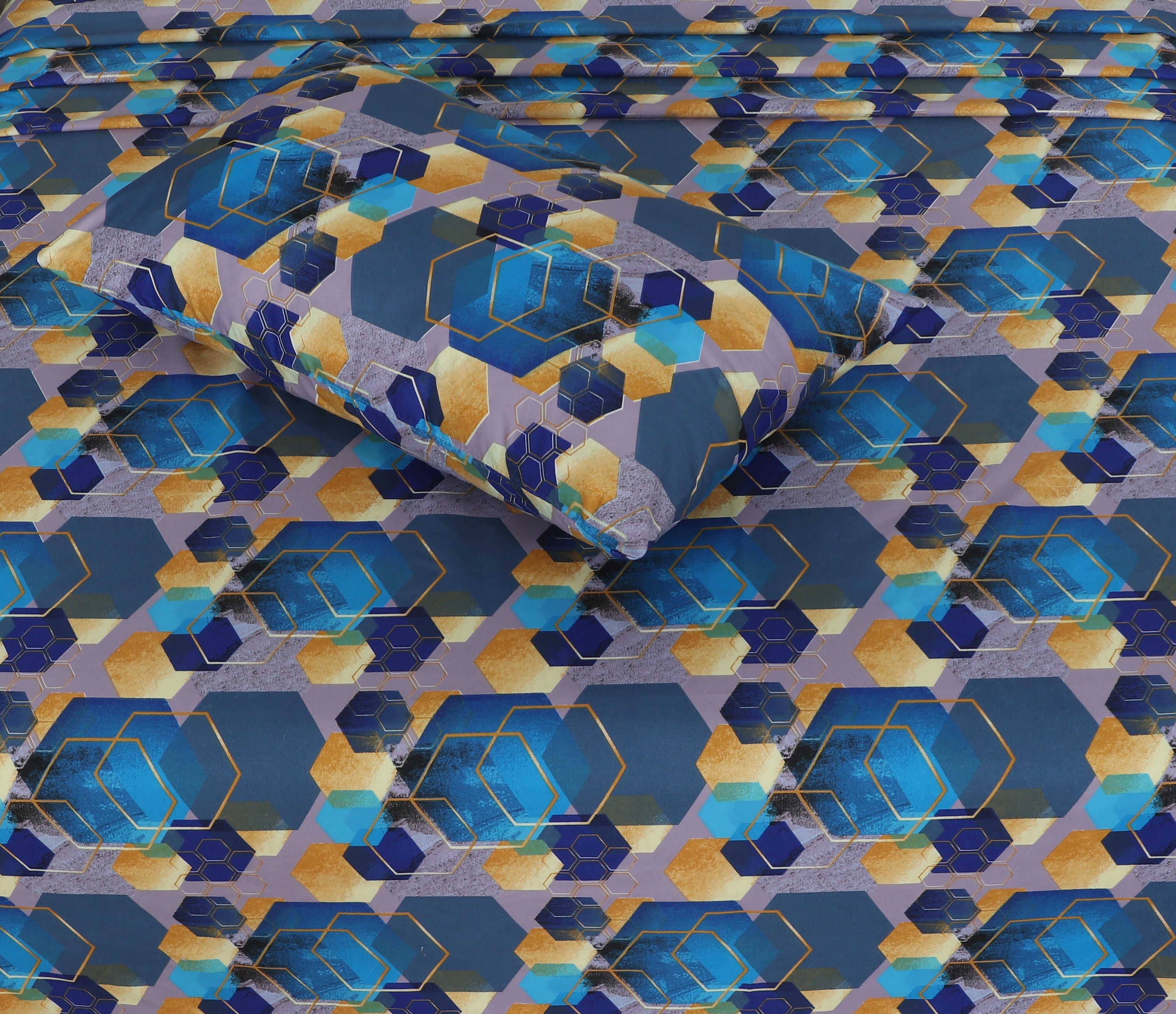 Blue Hexa Pattern bedsheet set – BS23