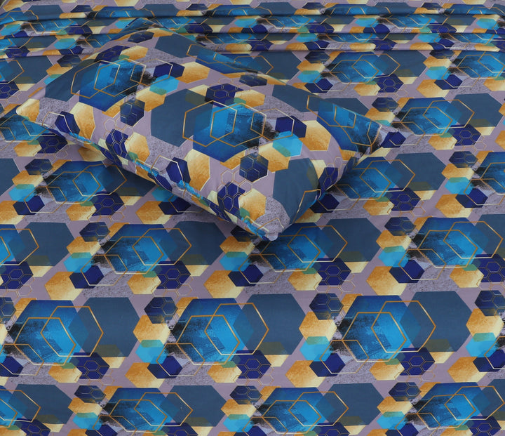 Blue Hexa Pattern bedsheet set – BS23