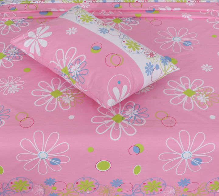 Elegant Floral Pink Cotton Bedsheet Set-BS03