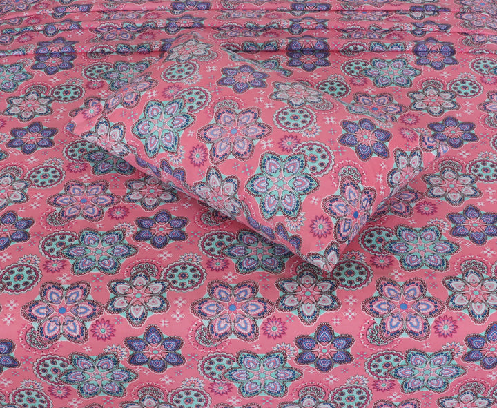 Elegant Mandala Pink Cotton Bedsheet Set-BS02