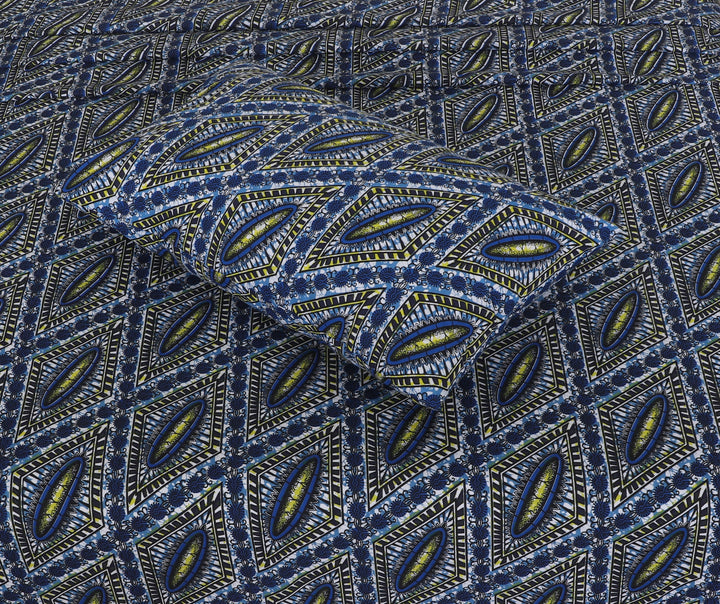Majestic Blue Diamond Pattern – cotton Bedsheet Set-BS13