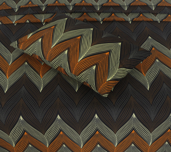 Autumn Chevron Elegance – cotton Bedsheet Set-BS09