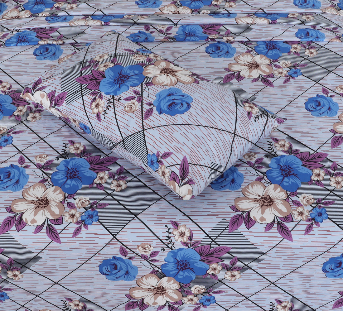 Elegant Blue Blossom bedsheet set – BS29