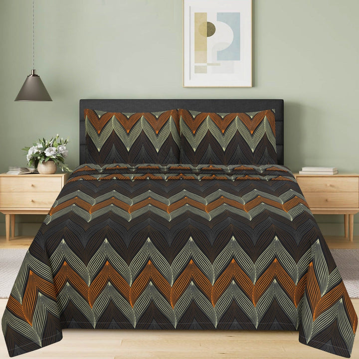 Autumn Chevron Elegance – cotton Bedsheet Set-BS09