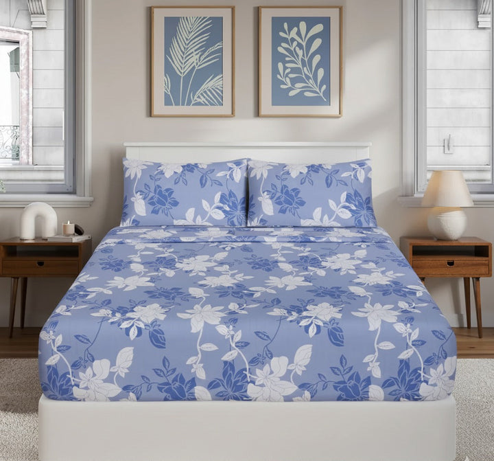 Sky Blue Floral fittedsheet set – BS25