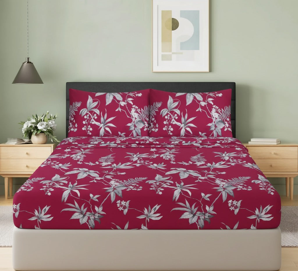 Maroon Floral Elegance fittedsheet set – BS26