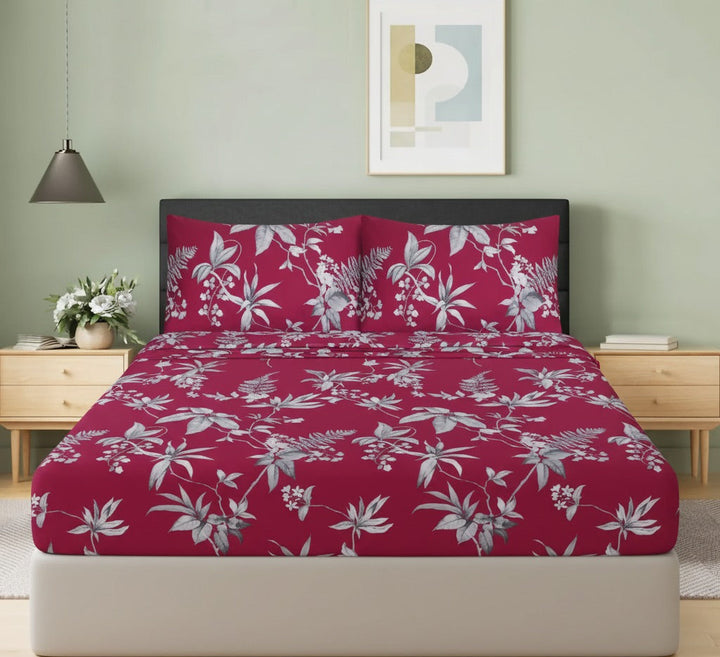 Maroon Floral Elegance fittedsheet set – BS26