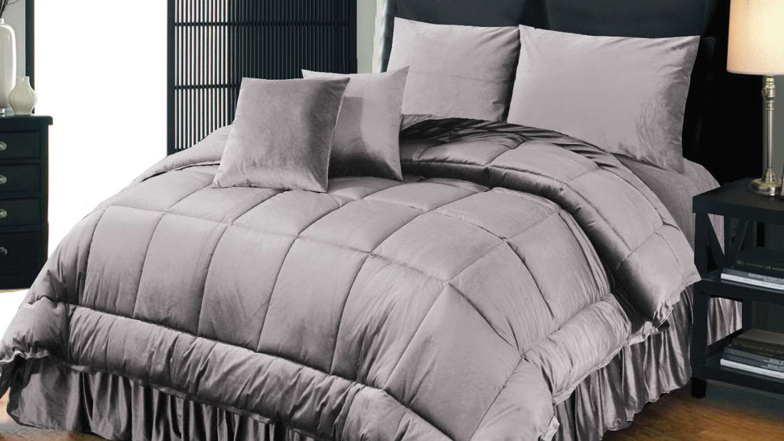 Grey  6 PCS  Embossed Velvet Bedding Set – 04